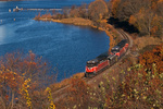 NR-2 skirts along the Thames River amongst the changing fall colors in Preston, CT