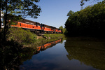 A trio of shut down locomotives, destined for the NYSW in Utica, NY for work, pass by the tidal pool on the tail end of the train A trio of shut down locomotives, destined for the NYSW in Utica, NY for work, pass by the tidal pool on the tail end of the train