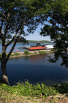 Providence & Worcester train NR-2 rolls past the USS Nautilus at the US Submarine Force Museum in Groton, CT