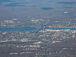 Looking east over New London, the Thames River, and Groton