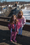 Katina and Callie pose on Railfan Bridge