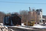 A pair of ex-Boston & Maine snow plows sit quietly in East Deerfield