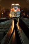 A set of Providence & Worcester Railroad locomotives sits on the Blackstone River bridge in Valley Falls, RI