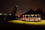 A HDR composite of two images of the Connecticut River drawbridge opening up for river traffic