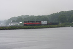 NR-2 pulls through the bend in the causeway along Mill Cove in Ledyard