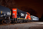 G&U's former CN GP9 and coach in North Grafton, MA (Lumedyne flash by Nick Palazini & myself)