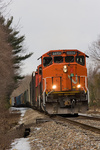 New England Cnetral train 608 pulls out of Windham, CT after droppipng 20 cars for P&W train MFS-5 to bring back to Plainfield, CT.  This marks the first interchange between the railroads within the yard limits of the NECR's Willimantic Yard.