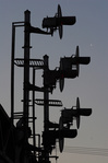 A set of CSX signals guard the south end of the CSX/NS diamond at Romulus, MI as Venus rises in the growing twilight