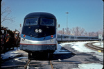 A rebuilt Amtrak Rohr Turboliner sits at the Amtrak Rensselaer shops