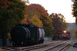 Providence & Worcester train NR-2 heads south out of Plainfield as light engines