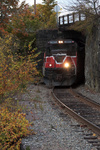 NR-3 emerging from the Norwich Tunnel near milepost 12 in Norwich