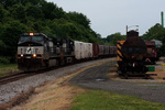 NS train 33K heads west past the Phillipsburg Railroad Historians site