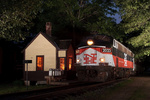The EMD FL-9 waits at the Chaplin Station