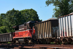 NR-2 stops towards the bottom of Fairview yard to drop the Tilcon stone cars as a single engine plane passes overhead (look above the trees) NR-2 stops towards the bottom of Fairview yard to drop the Tilcon stone cars as a single engine plane passes overhead (look above the trees)
