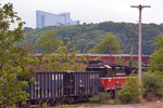 NECR 608 Extra [NR2 reroute] heads south through Thamesville, CT with the Mohegan Sun casino in the background