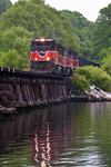 NECR 608 Extra [NR2 reroute] heads south, about to cross Horton Cove in Montville, CT