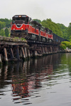 NECR 608 Extra [NR2 reroute] heads south, crossing over Horton Cove in Montville, CT