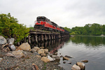 NECR 608 Extra [NR2 reroute] heads south, crossing over Horton Cove in Montville, CT
